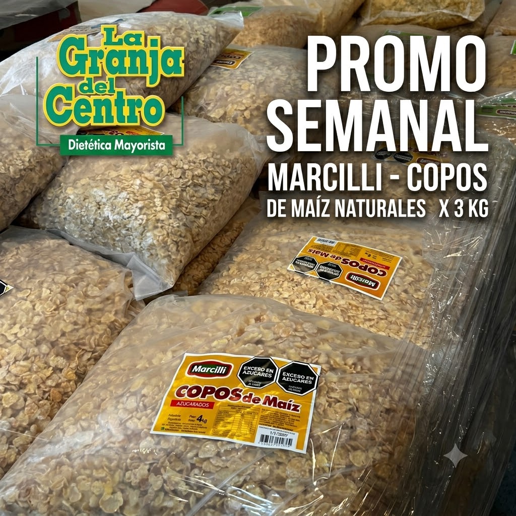 Ofertas y Promociones MARCILLI - COPOS DE MAIZ NATURALES X 3 KG PROMO SEMANAL